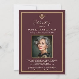 Invitación Personalized Old Money Burgundy Funeral Invitation