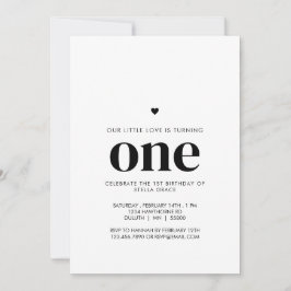 Invitación Personalized One Heart First Birthday