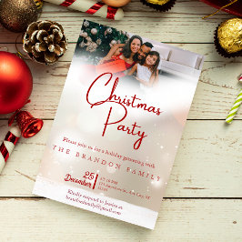 Invitación Personalized Photo Family Holiday Holly Christmas