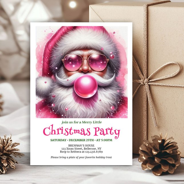 Invitación Personalized Pink Santa Bubble Gum Funny Christmas (Personalized Pink Santa Bubble Gum Funny Christmas Invite

)