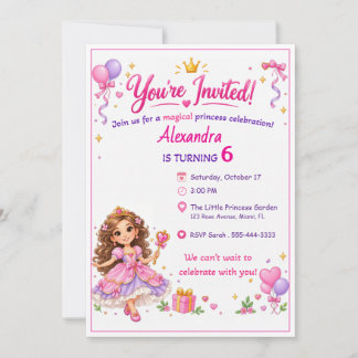 Invitación Personalized Princess Birthday Invitation for Girl