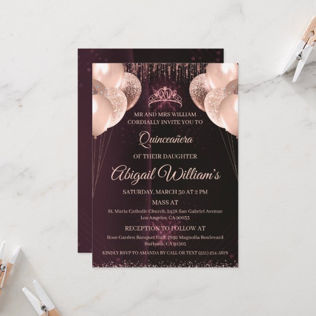 Invitación Personalized Quinceañera Invitation | Mis Quince A (Anverso/Reverso In Situ)