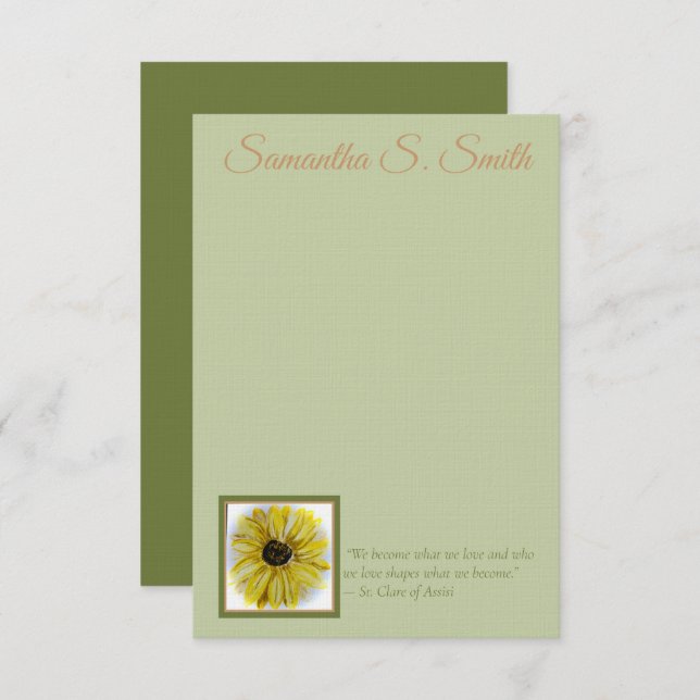 Invitación Personalized Sunflower Flat Note Card (Anverso / Reverso)