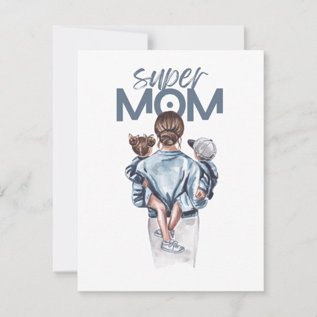 Invitación Personalized Super Mom with Son and Daughter Gift  (Anverso)