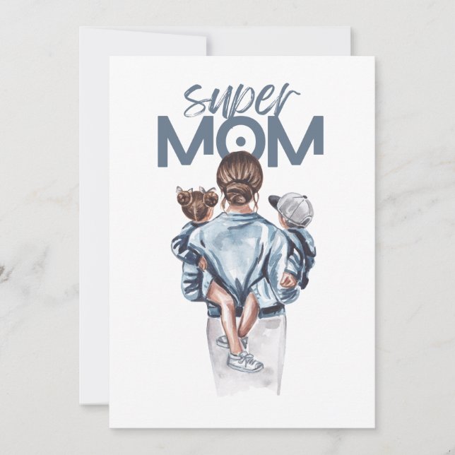 Invitación Personalized Super Mom with Son and Daughter Gift (Anverso)