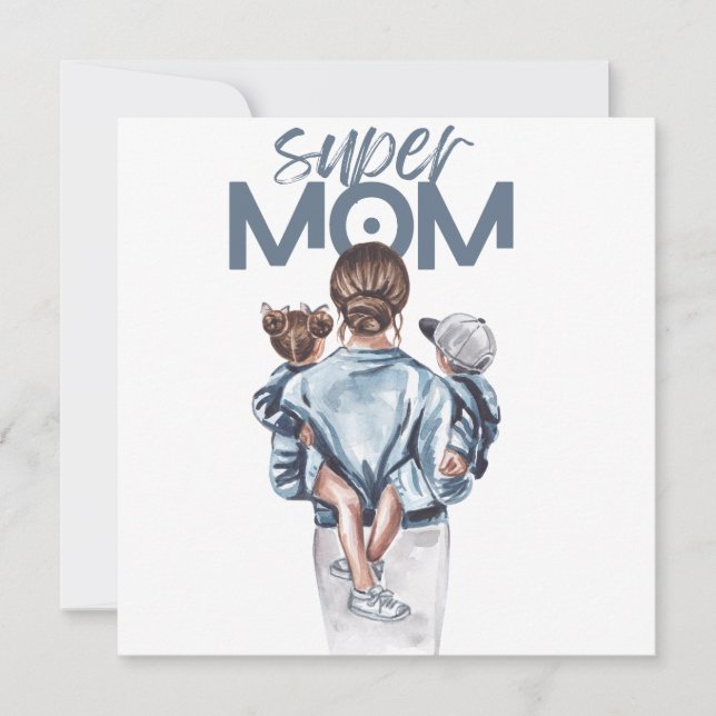 Invitación Personalized Super Mom with Son and Daughter Gift  (Anverso)