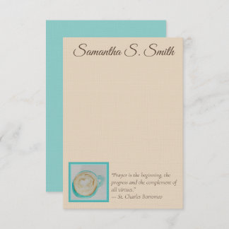 Invitación Personalized Teal Heart Coffee Cup Flat Note Card
