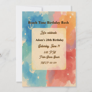 Invitación Personalized Vibrant Watercolor Beach Invitation