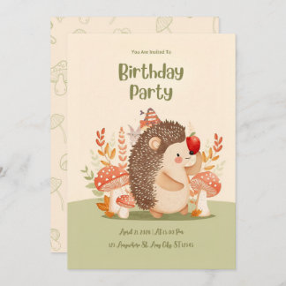 Invitación Personalized Woodland Hedgehog Birthday Invitation