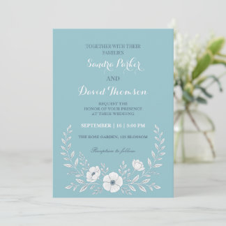 Invitación perwinkle de flor silvestre azul elegante boda boh