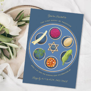 Invitación Pesach Seder Plate Happy Passover Dinner