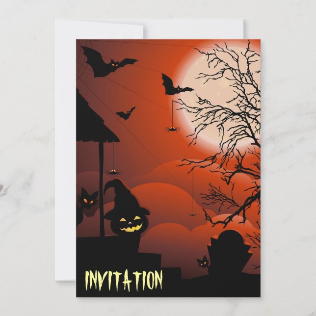 Invitación Pesadilla de la luna sangrienta de Halloween (Anverso)