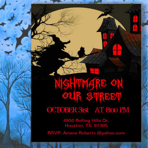 Invitación Pesadilla en tu calle fiesta de Halloween aterrado