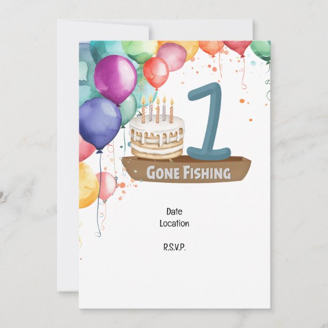 Invitación Pesca 1 cumpleaños (Anverso)
