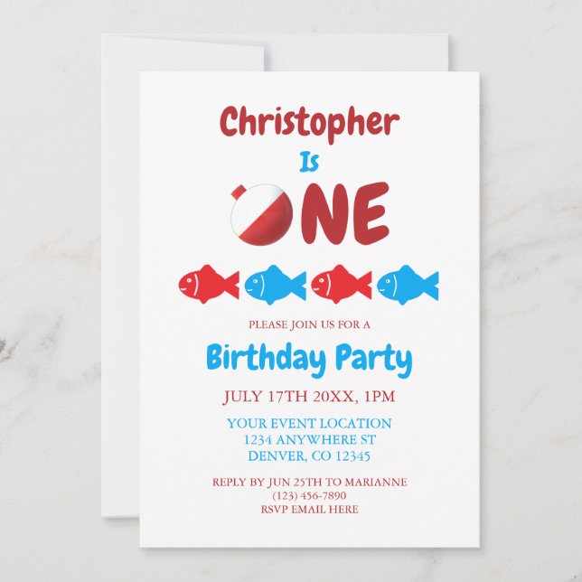 Invitación Pesca 1er Cumpleaños (Anverso)