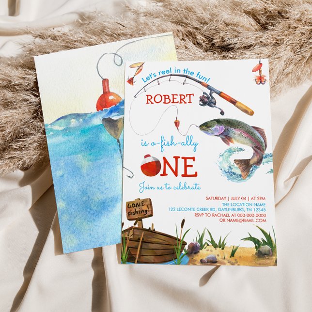 Invitación Pesca 1er cumpleaños Blue Boy O-fish-ally (Subido por el creador)