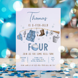 Invitación Pesca 4 cumpleaños O-Fish-Ally 4 cumpleaños