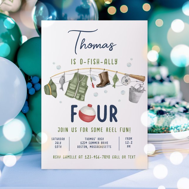 Invitación Pesca 4 cumpleaños O-Fish-Ally 4 cumpleaños (Subido por el creador)