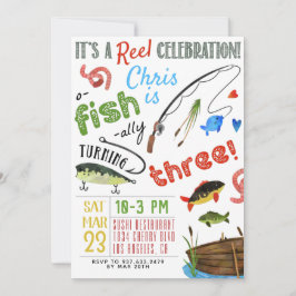Invitación Pesca a tercer cumpleaños
