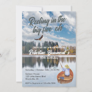 Invitación Pesca acuarela en la fiesta de cumpleaños número 5