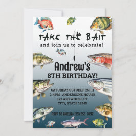 Invitación Pesca con acuarela toma el cumpleaños del cebo