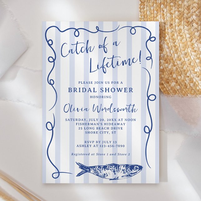 Invitación Pesca costera Whimsical Doodle Bridal Shower (Subido por el creador)