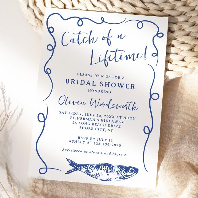Invitación Pesca costera Whimsical Doodle Bridal Shower (Subido por el creador)