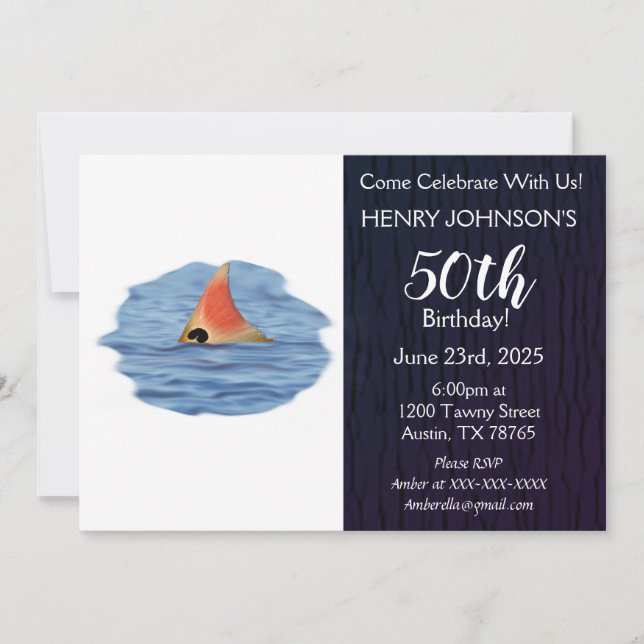 Invitación Pesca de secuoya tema 50 cumpleaños (Anverso)