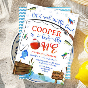 Invitación Pescado azul O-pez aliado Primer cumpleaños