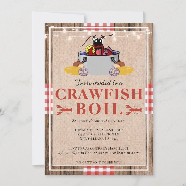 Invitación Pescado de langosta hierve Fiesta familiar anual R (Anverso)