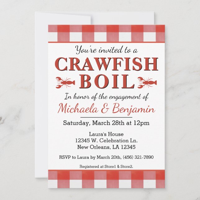Invitación Pescado de langosta picnic Boil Fiesta de mariscos (Anverso)