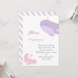Invitación Pescado del mar de ballena rosado Lilac Primer Fie