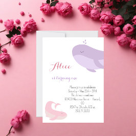 Invitación Pescado del mar de ballena rosado Lilac Primer Fie
