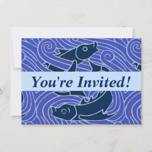 Invitación Pescado Negrita Natación Océano Pesca Azul