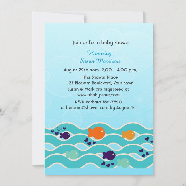 Invitación Pescado pequeño, Baby Shower (Anverso)