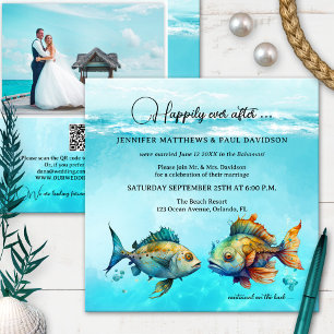 Invitación Pescado Tropical Turquesa Feliz Siempre Después De