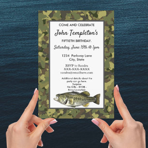 Invitación Pescador adulto asaltado Cumpleaños de los hombres