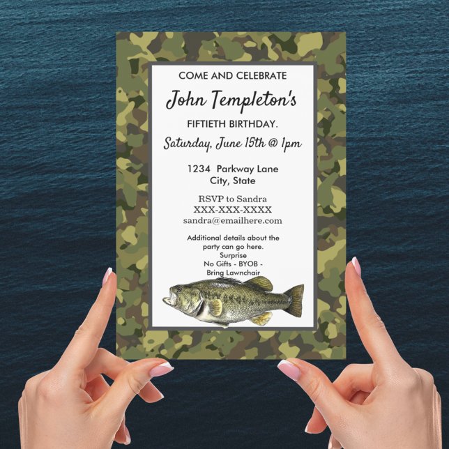 Invitación Pescador adulto asaltado Cumpleaños de los hombres (Subido por el creador)