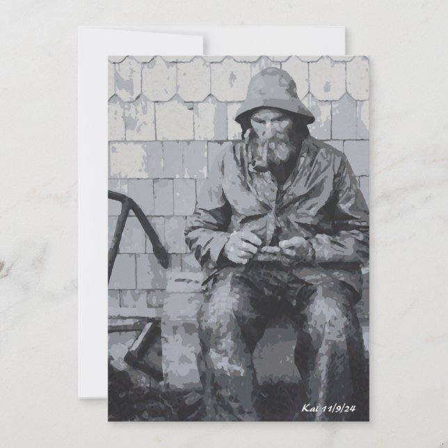 Invitación Pescador de Gloucester Meneando sus nets (Anverso)