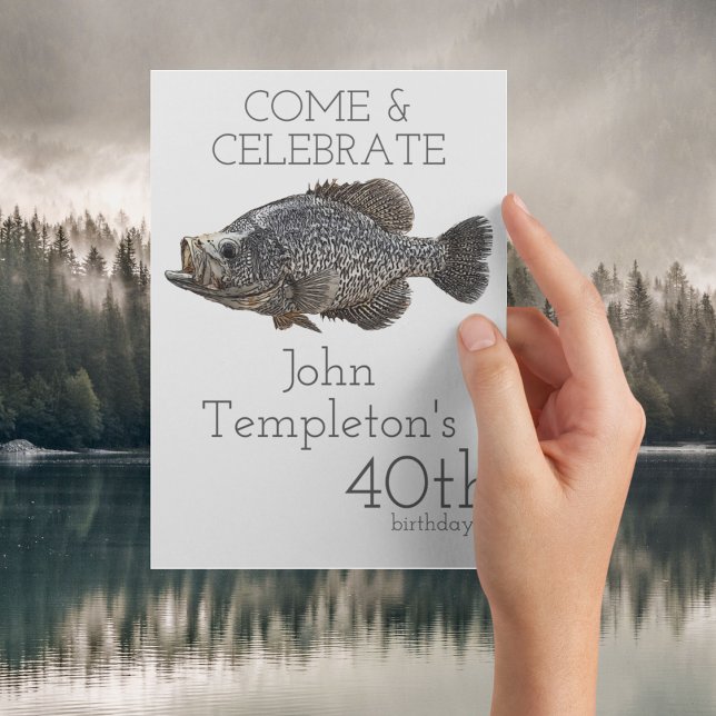 Invitación Pescador de rapto pescador pescador Angler Cumplea (Crappie fishing birthday invitation. Instant download the invitation or print.)