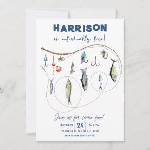 Invitación Pescador O-Fish-Ally Cinco Cumpleaños