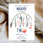 Invitación Pescador O-Fish-Ally Dos Blue Boy Segundo cumpleañ<br><div class="desc">(H) ¡Una manera perfecta de invitar a sus invitados a la fiesta de cumpleaños de su pequeña!</div>