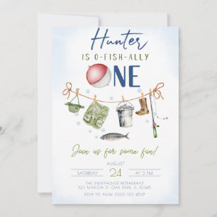 Invitación Pescador O-Fish-Ally Un primer cumpleaños