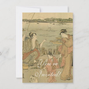 Invitación Pescadores de madera de la pesca japonesa
