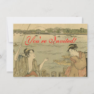 Invitación Pescadores de madera de la pesca japonesa