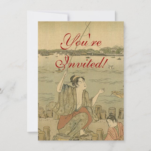Invitación Pescadores de madera de la pesca japonesa (Anverso)
