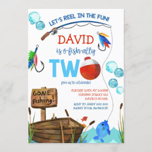 Invitación Pescando el aliado del niño del segundo cumpleaños