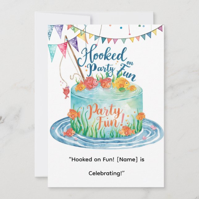 Invitación Pescando el primer cumpleaños para el Fiesta de lo (Anverso)