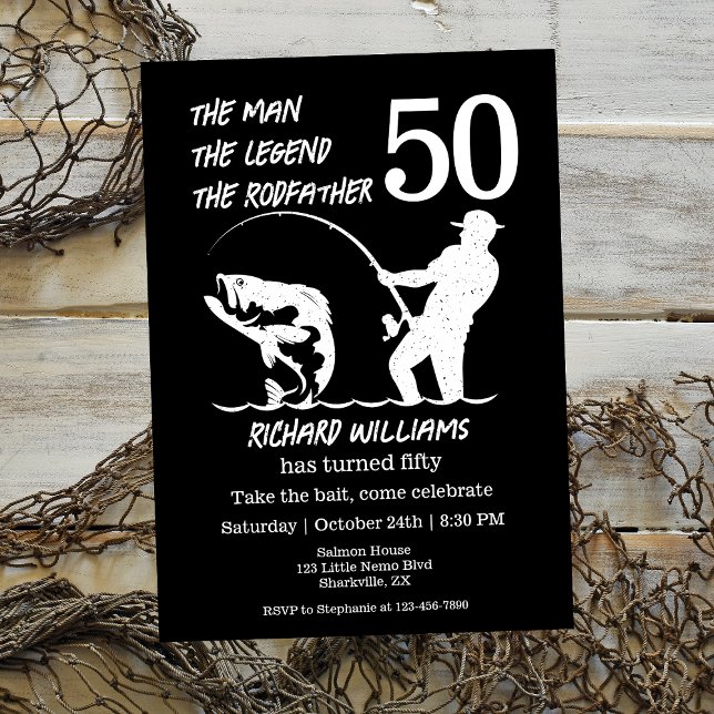 Invitación Pescando la leyenda Rodfather cumpleaños número 50 (Subido por el creador)