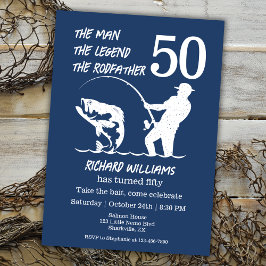 Invitación Pescando la leyenda Rodfather cumpleaños número 50